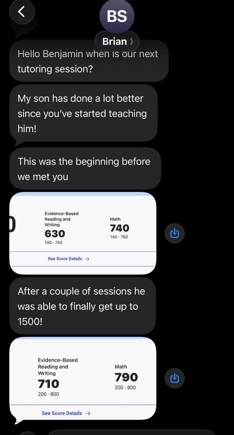 1500 SAT — real score report