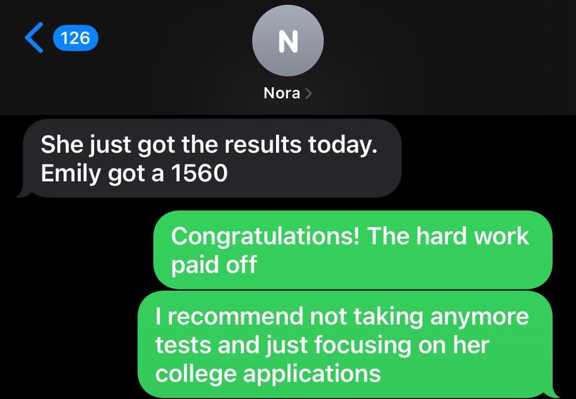 1560 SAT — real score report